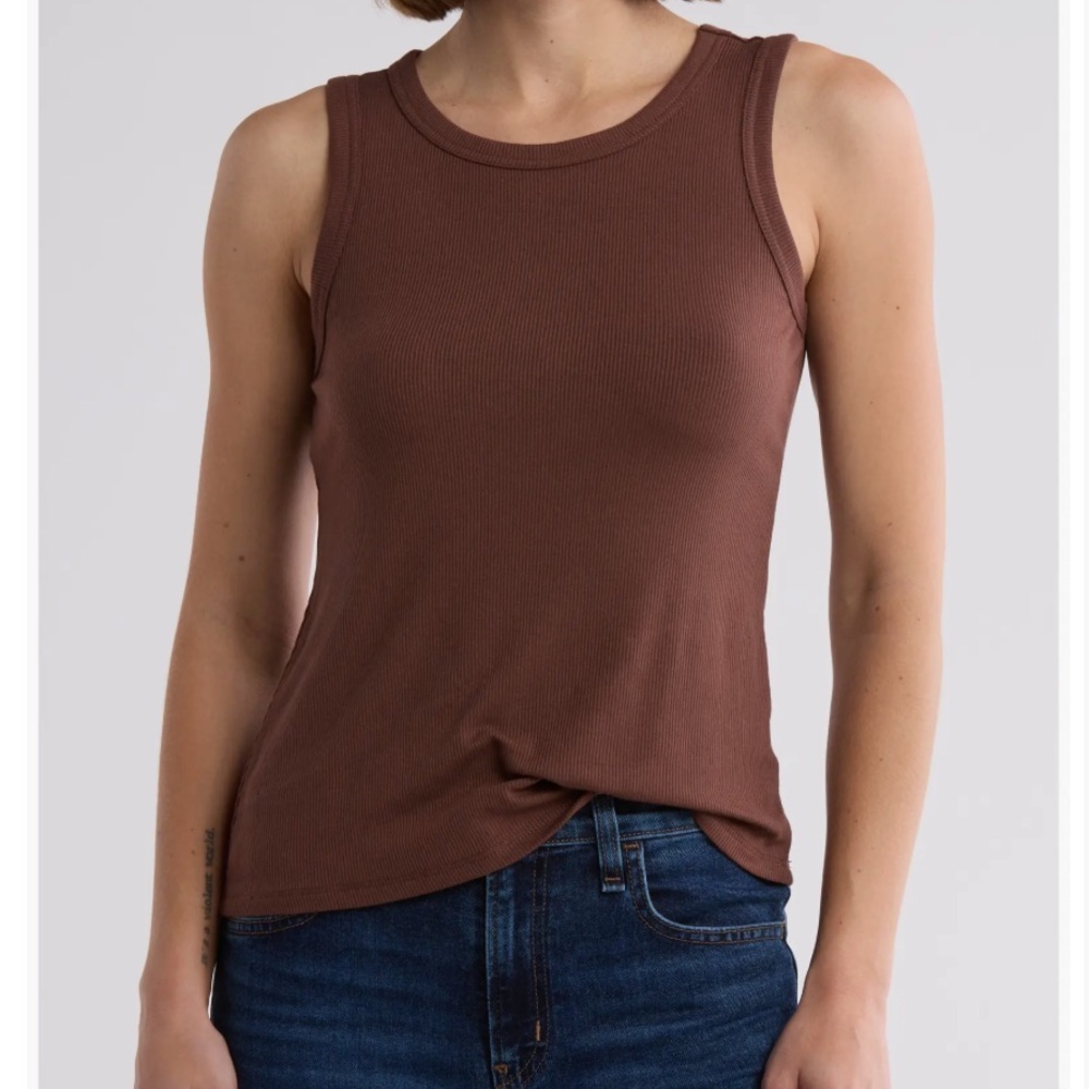 Halogen Women's Ribbed Tank Top in Brown